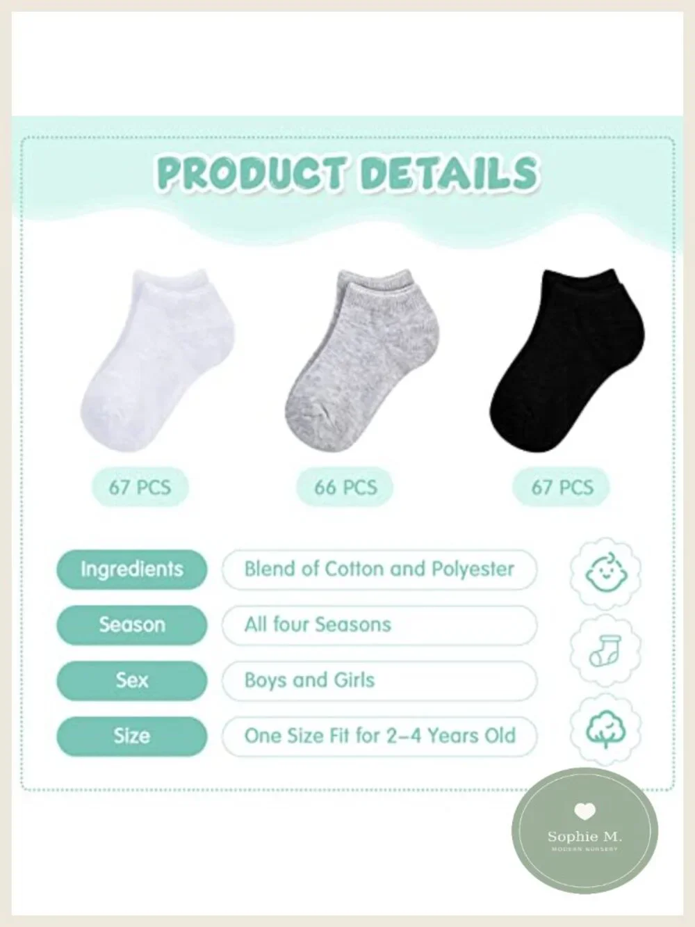 200 Pairs Toddler Low Cut Ankle Socks Cotton Blend 2-4Y Bulk